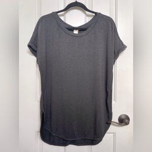 Slouchy, Soft & Stretchy Boat Neck Charcoal Tunic Top
